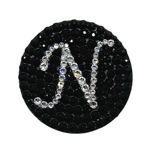 Alpha Bling Monogram Black Phone Grip/Phone Stand made with Jet Black and Clear Swarovski Crystals