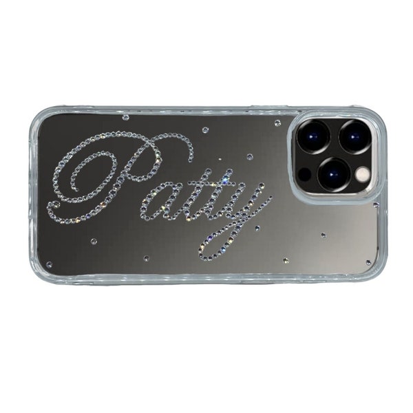 Alpha Bling Personalized Name or Monogram Design Clear Phone Case Made with Clear Swarovski Crystals