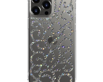 Alpha Bling Filigree Design Clear Phone Case Made with Clear Swarovski Crystals