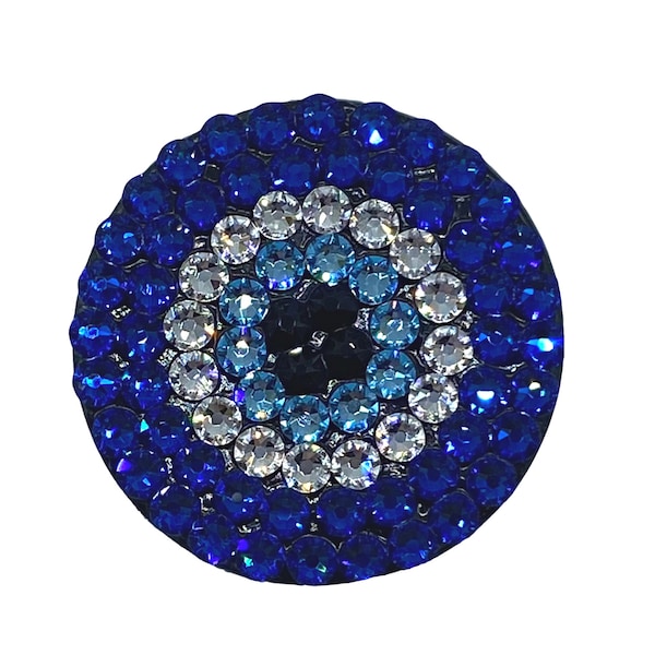 Alpha Bling Black Evil Eye Pop Up Phone Grip/Phone Stand made with Capri Blue and Aqua Swarovski Crystals