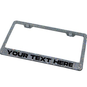 Alpha Bling Custom Text  License Plate Frame made with Clear Swarovski Crystals - Car Jewelry