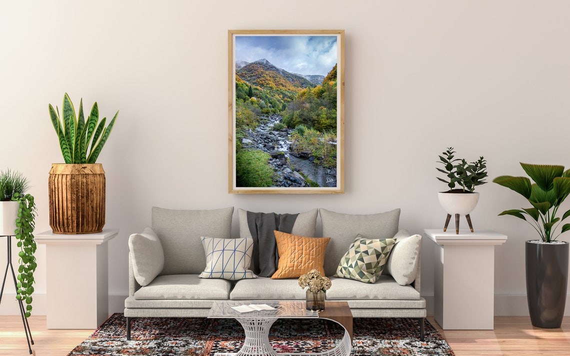 Mountain Printable, River Wall Art, Wall Art Photography Printable, River and Trees, Home Decor ...