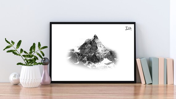Black and White Mountain Printable Artwork Printable Poster - Etsy