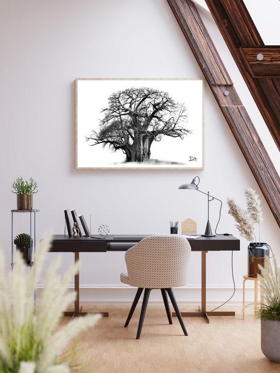 Black and White Tree Printable Artwork Printable Poster Etsy