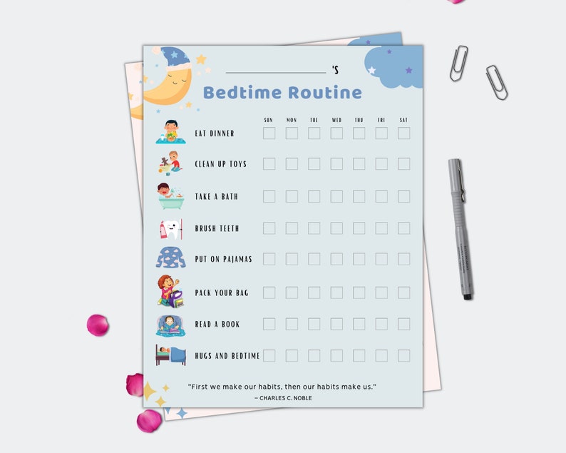 Buy Kids Bedtime Routine Chart Printable Bedtime Checklist for Online in India - Etsy