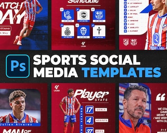 Photoshop Sports Social Media Templates | 6 Customisable Designs