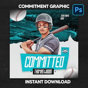 Sports Committed Social Media Photoshop Template - Editable Sports Graphic