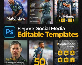 Social media-sjablonen voor sport voor Photoshop | 100% aanpasbaar