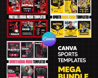 Pacchetto completo di modelli Canva per lo sport / Completamente personalizzabili per i social media