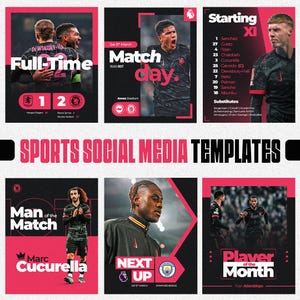 Modelli per social media sportivi Canva/Photoshop - Design modificabili per social media