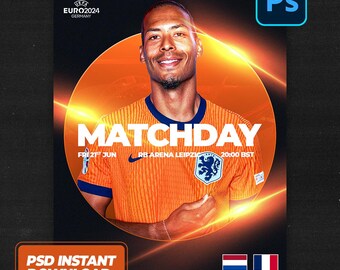 Photoshop Sports Matchday Template - Editable PSD Design File for Social Media, Instant Download.