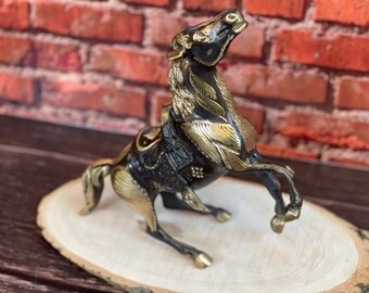 Handmade Solid Brass Prancing Horse Figruine, Copper Desktop Prancing Horse Statue, Home Decoration Ornament, Office Decoration Gift,