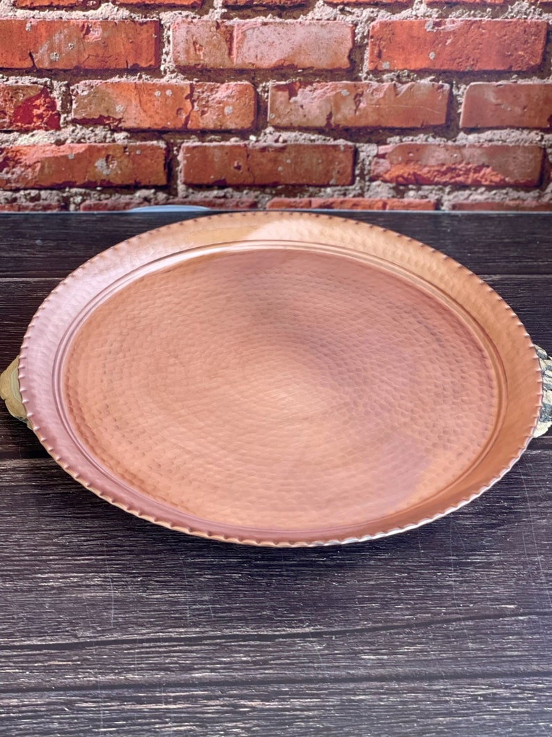 Hand-hammered Copper Serving Tray, Round Tray, Oval Tray, Serving Copper Tray, Serveware, Decorative Tray, Housewarming Gift image 2