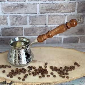 Handmade Turkish Coffee Set of 2, Traditional Coffee Set, Copper/Zamak Coffee Gift Set, Espresso Set, Housewarming Gift, Unique Home Gift image 5