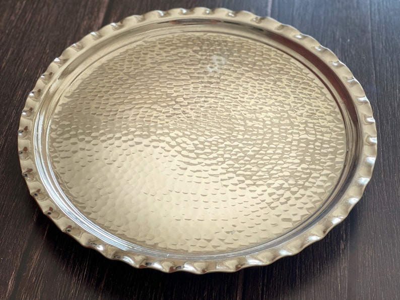 Hand-hammered Copper Serving Tray, Round Tray, Oval Tray, Serving Copper Tray, Serveware, Decorative Tray, Housewarming Gift image 5