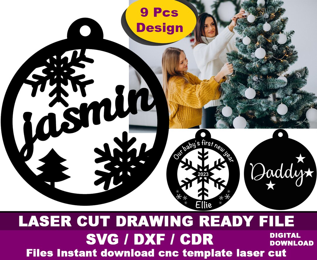 Christmas Tree Decorations Drawing for Decor Laser Cut Drawing