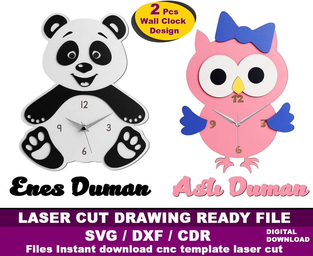 Wall Clock Laser Cut Drawing Wall Clock Vector Child, Baby Wall Clock