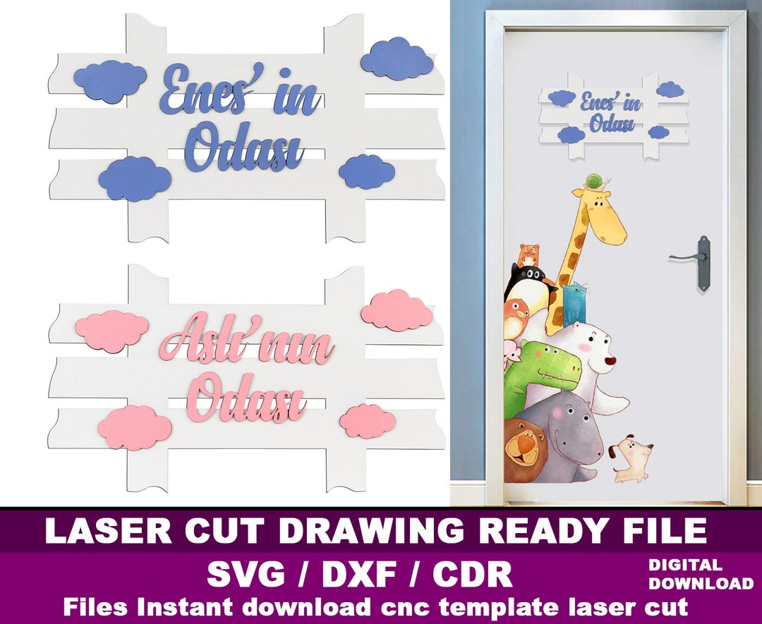 Door Nameplate Laser Cut File Nameplate Vector Door Ornament Drawing CDR DXF SVG - Etsy