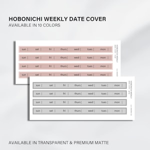 DATE COVER - Hobonichi Weekly | Minimalistic and Functional Hobonichi Stickers | Premium Matte and Transparent Matte Finish