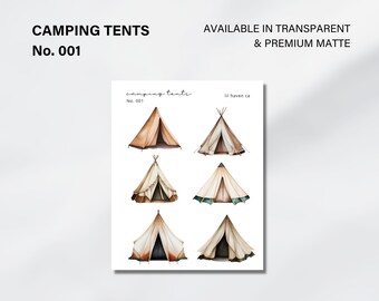 Camping Tents No. 001 | Minimalistic Planner Sticker, Bullet Journal Sticker, Premium & Transparent Matte Finish Available