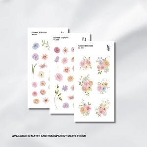 Blumen Aufkleber Set - Süßer Pastell Blumen Sticker Bogen, Minimalistischer Botanischer Planner Aufkleber, Bujo Transparente Aufkleber