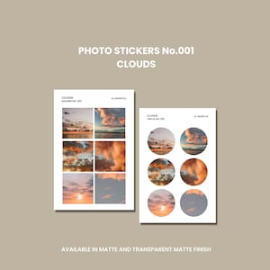 Stickervel wolkenfoto, stickervel luchtwolken dagboek, plannersticker, Bullet Journal-sticker, matte en transparante sticker | Nr. 001