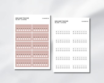 MINI HABIT TRACKER, Weekly Tracker Planner Sticker Sheet, Habit Tracker Journal Stickers,  Bullet Journal, Transparent & Matte | No. 001