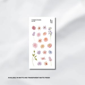 Blumen Sticker für Journaling - Süßes Pastell Blumen Sticker Blatt, Minimalistischer Botanischer Planner Sticker, Bujo Transparente Sticker | Nr. 2