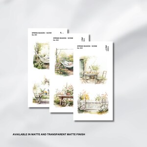 Spring Scene Sticker Sheet - Spring Watercolor Sticker, Cute Stickers for Planner and Journals, Spring Sticker Set | Transparent Stickers