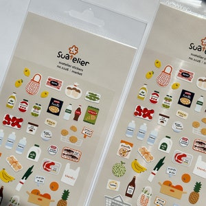 Suatelier Stickers 1126: market, Suatelier Design Mini Stickers, Planner Stickers, Journaling Stickers, Daily Sticker Sheet, Market Stickers