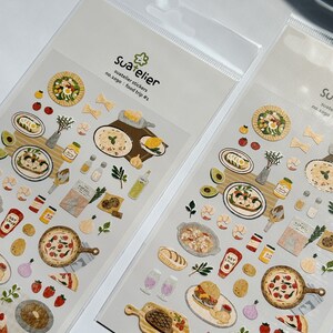 Stickers Suatelier n° 1090 : voyage gastronomique n° 1, mini autocollants Suatelier Design, autocollants pour agenda, autocollants pour journal intime, feuille d'autocollants quotidiens