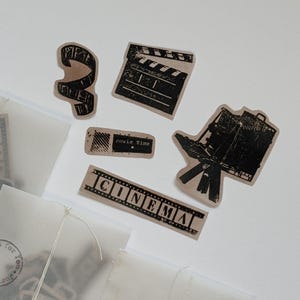 Movie Themed Stickers - Cinema Stickers for Journal, Film Stickers, Vintage Vibes Junk Journal Stickers