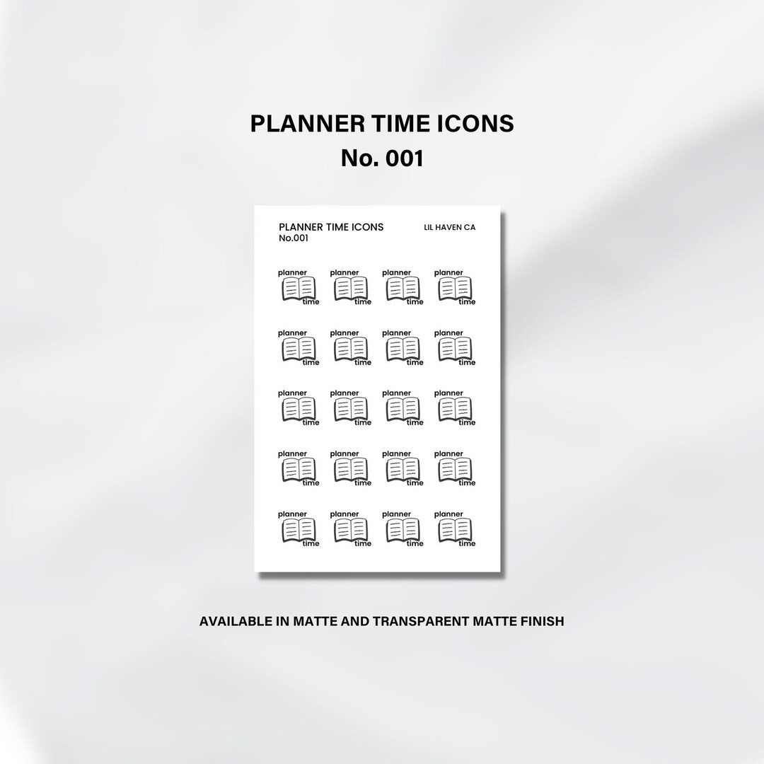 Planner Time Icons Sticker Sheet, Planner Icon With Planner Time Text