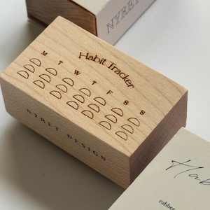 Nyret Design Stamps | Habit Tracker Stamp, Monday Start Tracker, Weekly Habit Tracker | Carimbo de borracha de madeira para planejador e diário