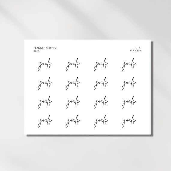 Goals Large Cursive Planner Scripts Planner Stickers Etsy