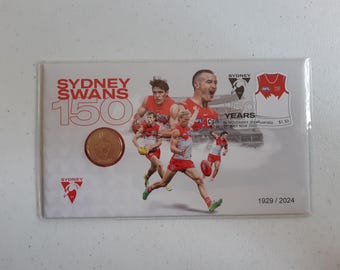 Moneda de Australia, sello 2024, sobre del Rey Carlos III, nueva moneda de 1 dólar del equipo de fútbol Sydney Swans, colección de edición limitada de PNC.