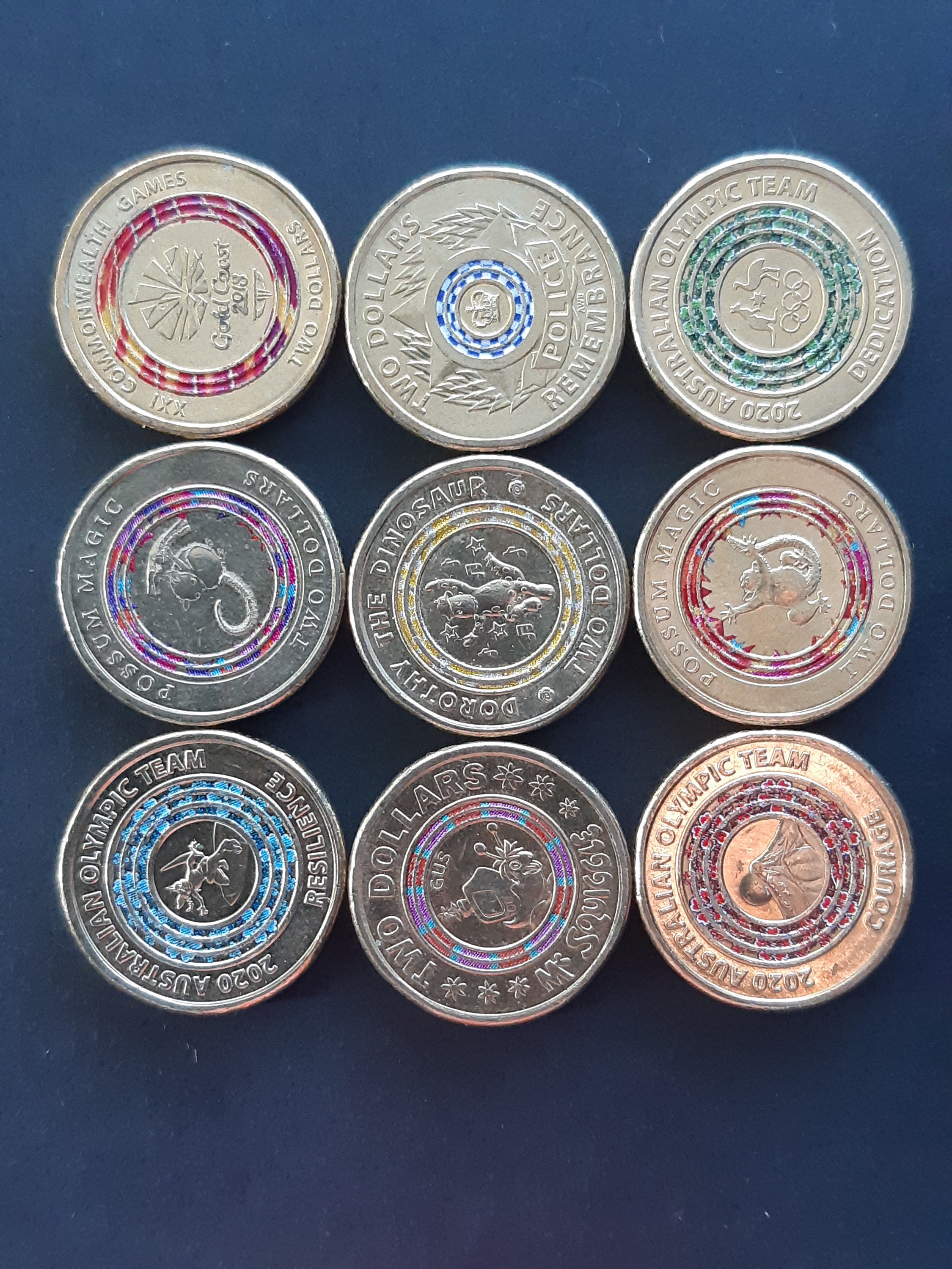 Australia Set of 9 Two Dollar Coloured Coins Different Types Collectible Decorative Craft Etsy