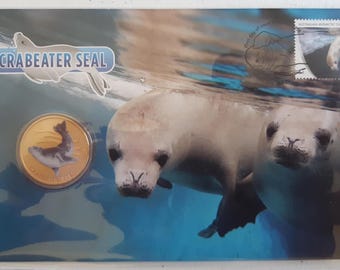 Moneda de Australia 2018, sello Crabeater Seal, moneda de un dólar coloreada, edición limitada, coleccionable, PNC