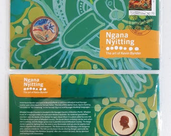 Moneda de Australia, sello 2025, sobre de Kevin Bynder, moneda de 1 dólar del rey Carlos III, nueva edición limitada verde de PNC, coleccionable.