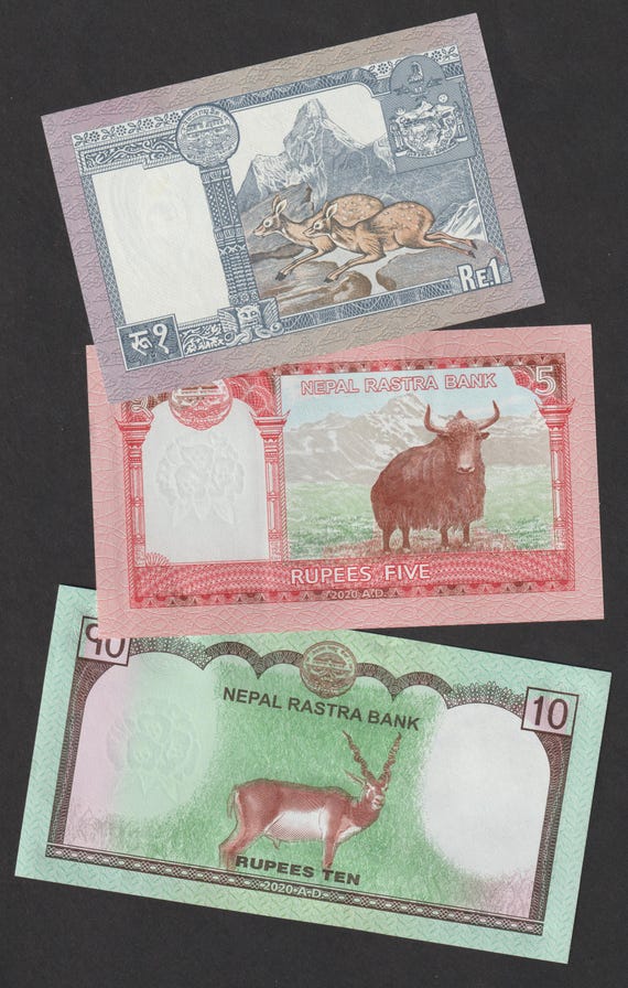 コレクション Nepalese rupee Nepal Rupee Set of 3 Uncirculated Banknotes 1 5 10 Currency