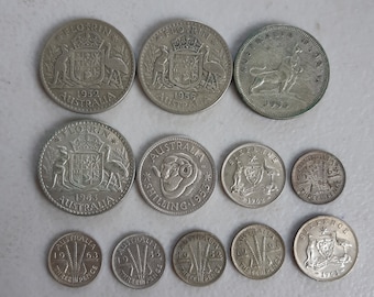 Monedas australianas de peniques y chelines predecimales, 500 monedas de plata de 1 onza, lote a granel múltiple