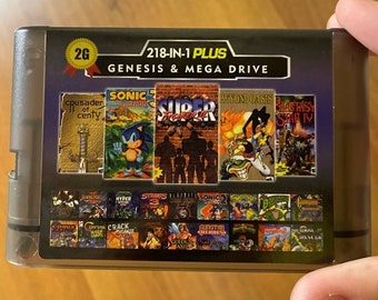 218 in 1 Game Cartridge Sega Genesis PAL NTSC 16 Bit Console US English