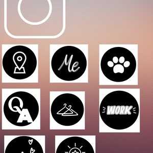 Capas de destaque do Instagram - estética simples preta