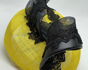 Yellow and black fascinator headpiece for weddings and race days