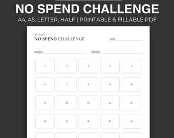 30 days No spend challenge (Printable PDF)