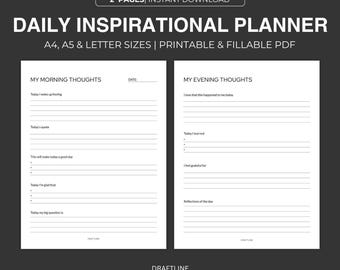Planificador diario inspirador: Diario de atención plena imprimible (A4/A5/Carta PDF)