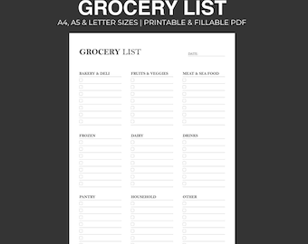 Lista de compras rellenable e imprimible: tamaños carta A4 y A5 (Descargar PDF)