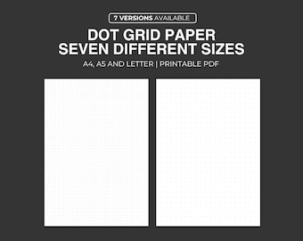 Dot-rasterpapier, 7 formaten, A4 A5 Letter (afdrukbare pdf)