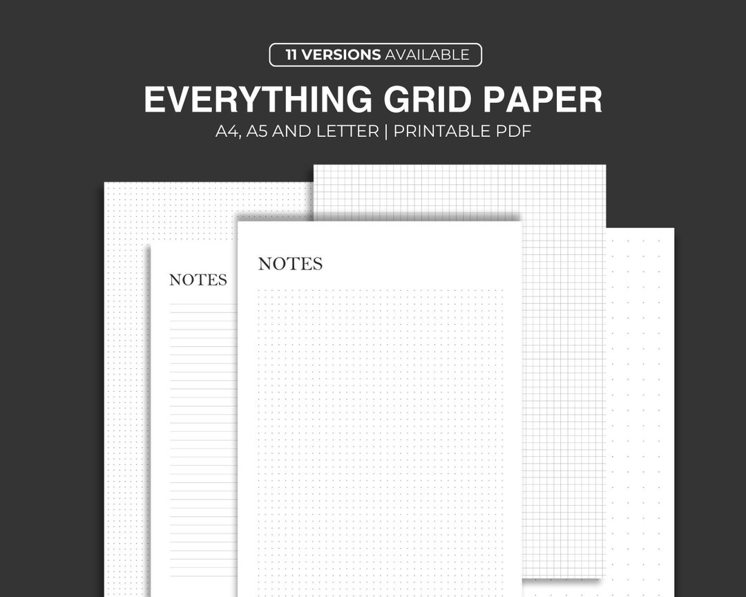 Grid Paper Bundle: Dot Grid, Graph, Notes (a4/a5/letter) (digital ...