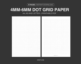 Papel cuadriculado imprimible: 4-6 mm, tamaños A4/A5/Carta (PDF)